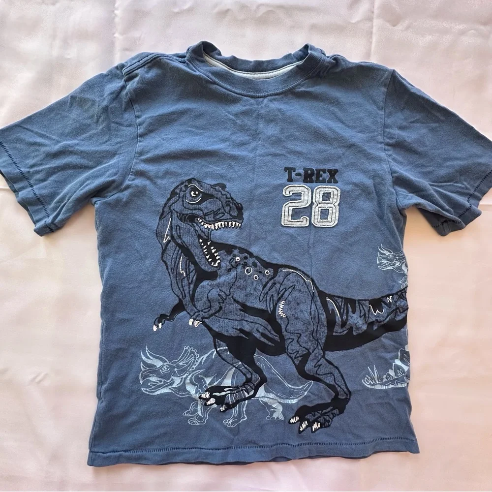 Oshkosh B’gosh T-Rex dinosaur graphic print‎ blue short sleeve shirt boys 10